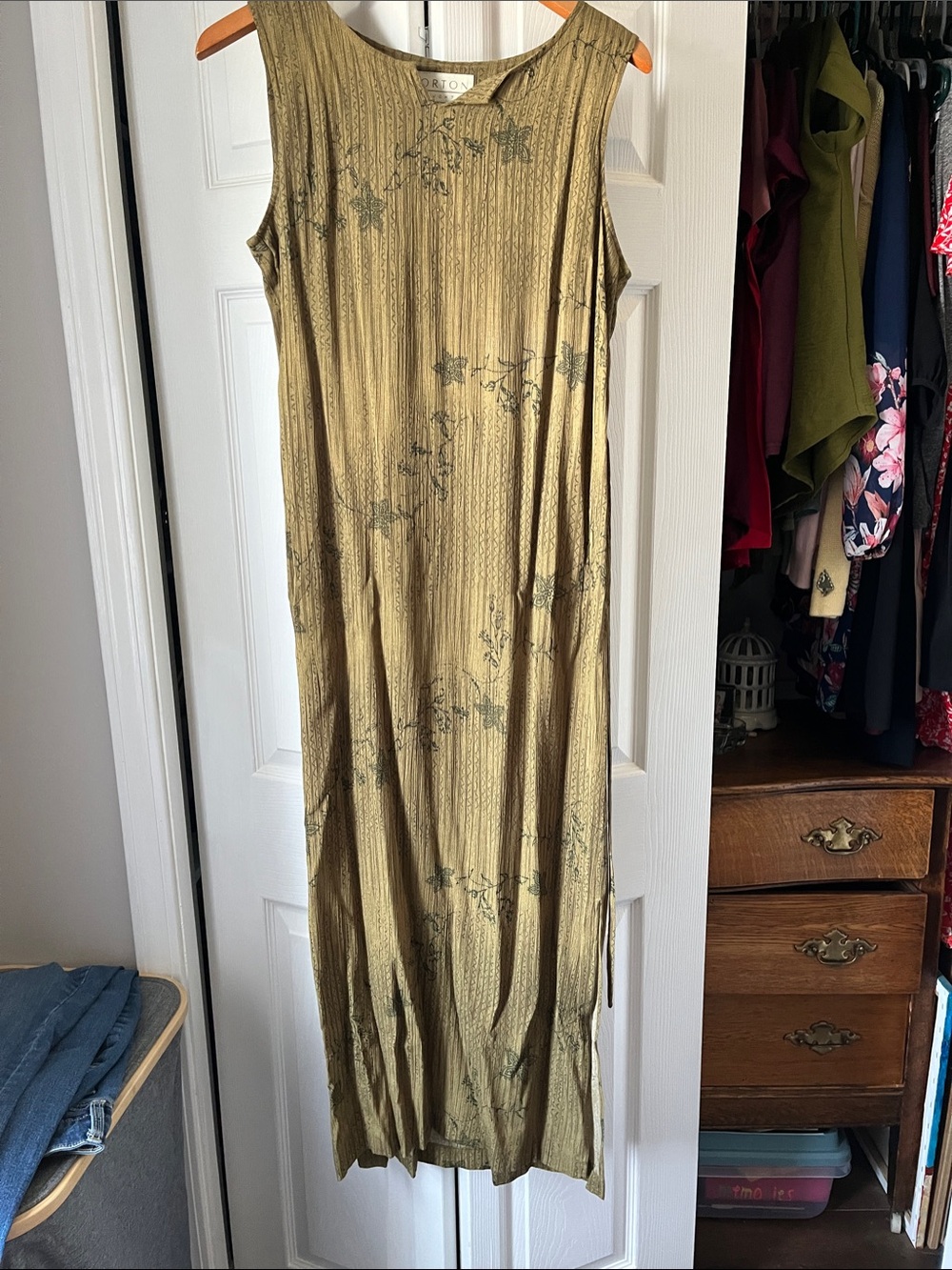 Vintage Norton McNaughton olive green Printed Dress